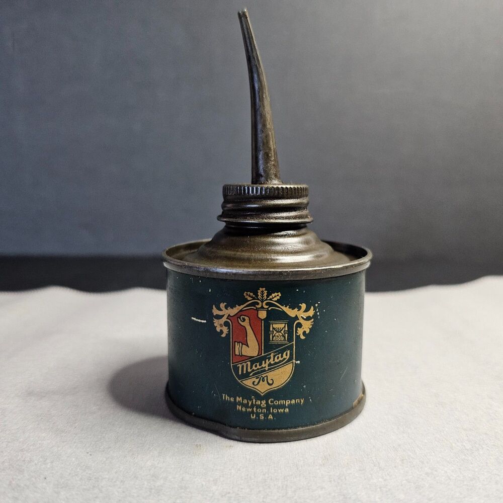 Vtg Maytag Handy Oil Thumb Oil Advertising Can, Newton IA 4.5" Great Label